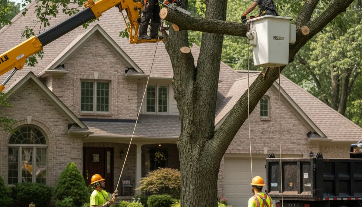 Tree service crew in Royal Oak, MI performing professional tree trimming and removal
