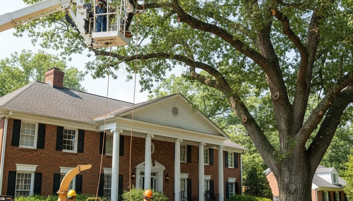 Tree service crew providing professional tree trimming and removal in Royal Oak, MI
